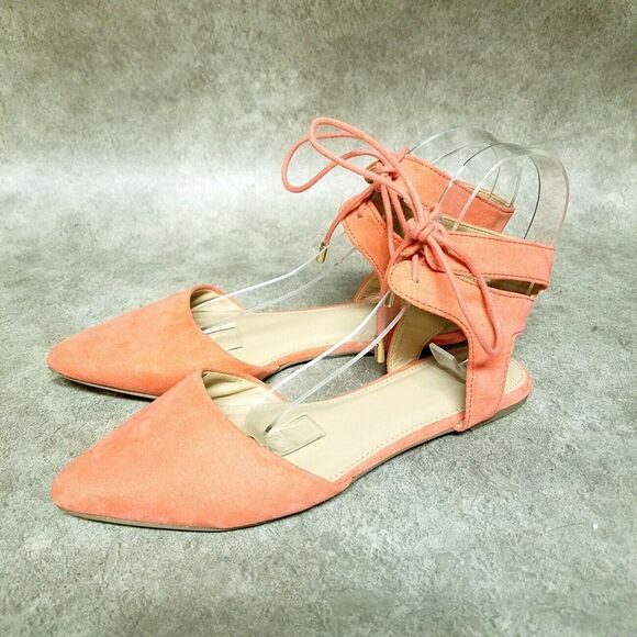 Charlotte Russe Womens Ariel Size 6 Pink Ankle Strap D'Orsay Pointed Toe Flats - Picture 3 of 10